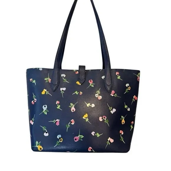 Kate Spade Kaci Navy/Purple Floral Ditsy Medium Tote Purse SOLD OUT! - Picture 7 of 9